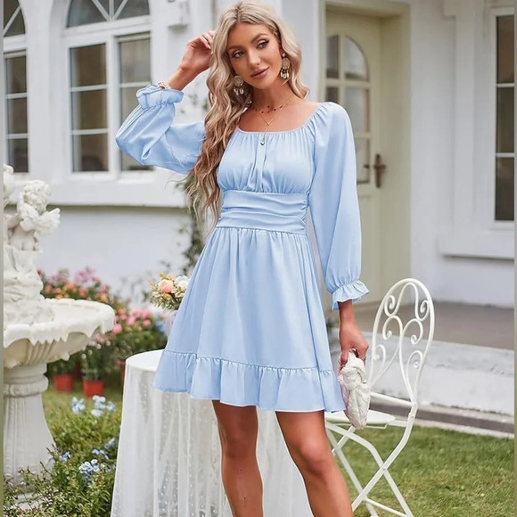 Zaful light blue open back dress - Picture 1 of 5